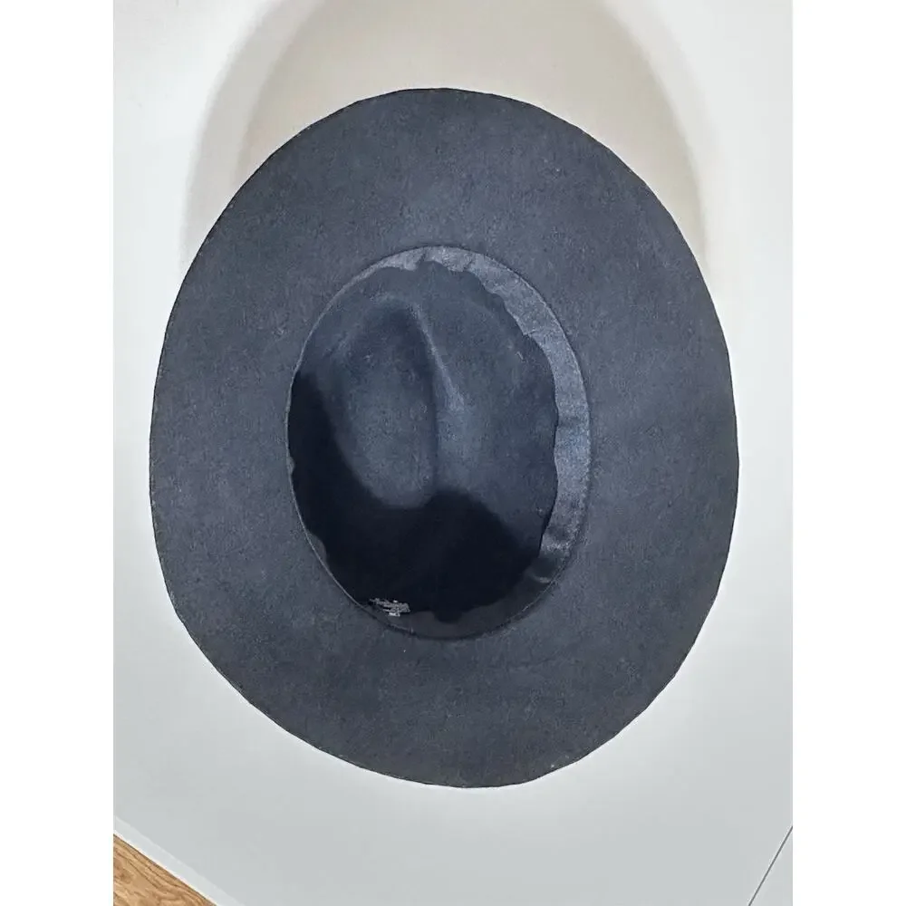 D&Y Black 100% Wool Wide Brim Floppy Hat Womens Boho Western One SZ Fits Most